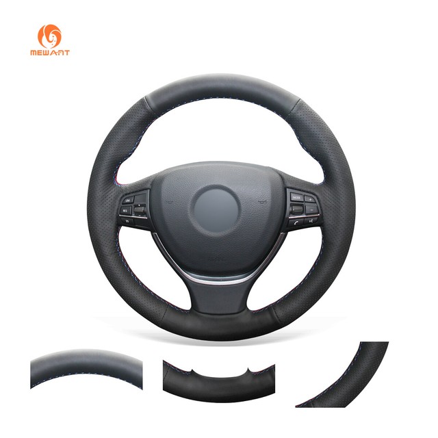 Black PU Leather Steering Wheel Cover for BMW 5 Series F10 F18 7 Series