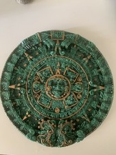Riproduzione In Malachite Di Scultura Calendario Maya