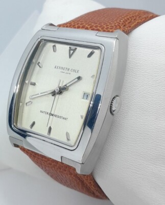 Kenneth Cole Silver Case Brown Leather Strap Watch Men Kenneth Cole New York Watch Silver Steel Case Brown  main image 2