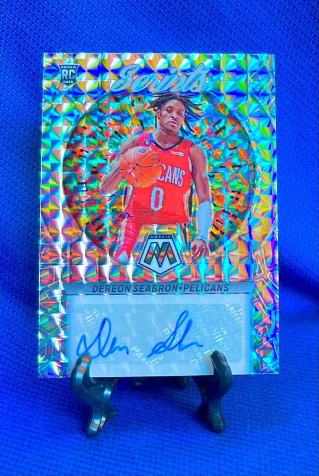 2022 Panini Mosaic Scripts Dereon Seabron Mosaic Rookie Auto RS-SEA RC Utah Jazz - Image 2 of 4