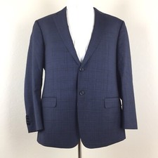 Emporio Armani G Line Plaid Navy Two Button Wool Sport Coat Jacket Blazer 46R