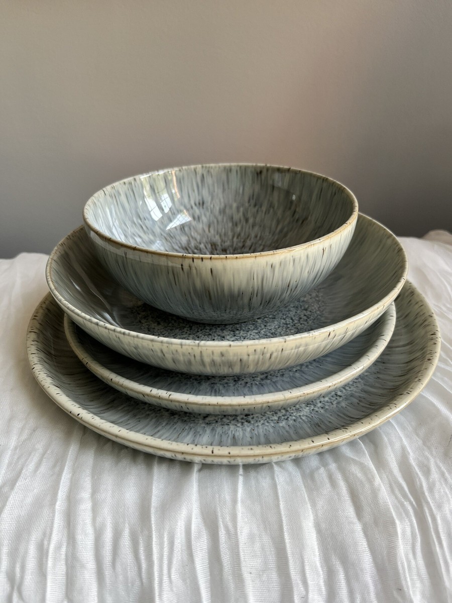 Denby-Langley Speckled Halo Coupe Dinner Place Setting NWOT