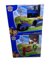 Juego de 2 juegos de Paw Patrol lanzador de vehículos de persecución y deslizador de alambre Marshall nuevo en caja