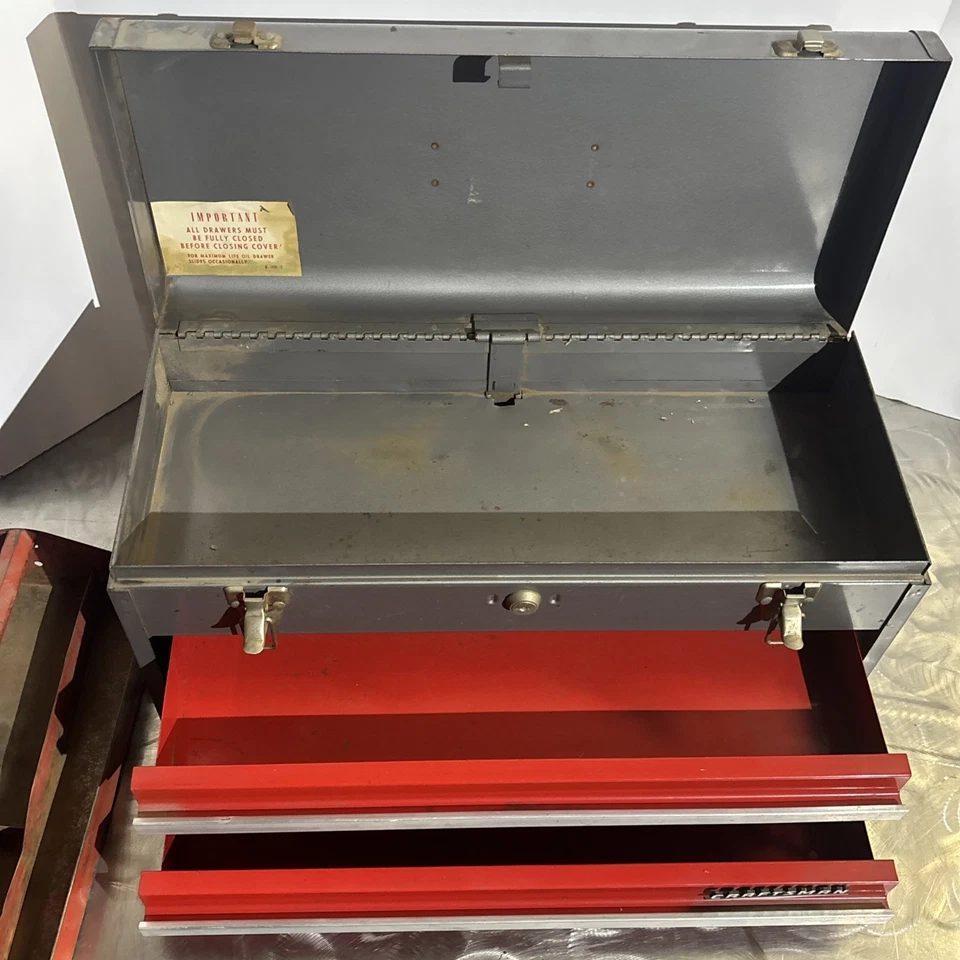 Craftsman 20" Portable Carrying Tool Chest Box Steel 2 Draw 65336 Vtg USA READ! - Image 4 of 4