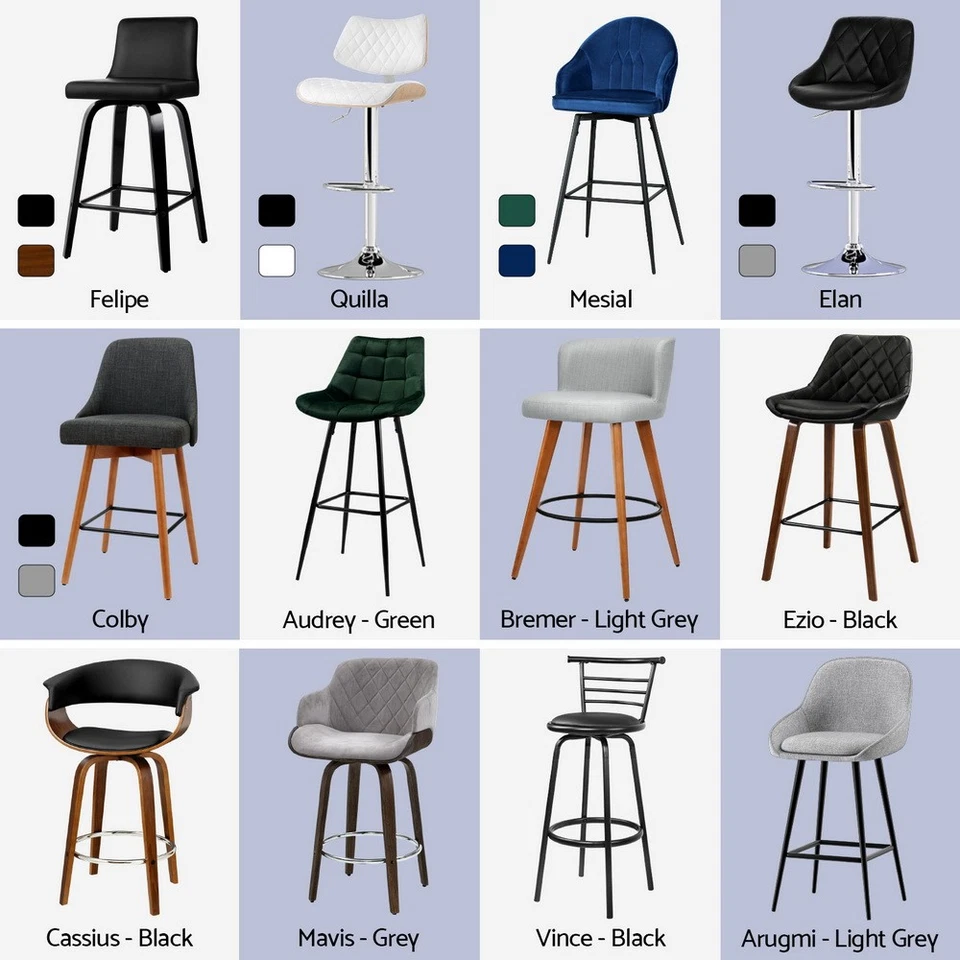 1x / 2x / 4x Artiss Bar Stools Kitchen Chairs Upholstered Wood Leather Fabric - image 4 of 4