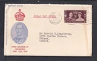 UK 1937 1½d KING GEORGE VI CORONATION FIRST DAY COVER DORKING TO OTTAWA CANADA