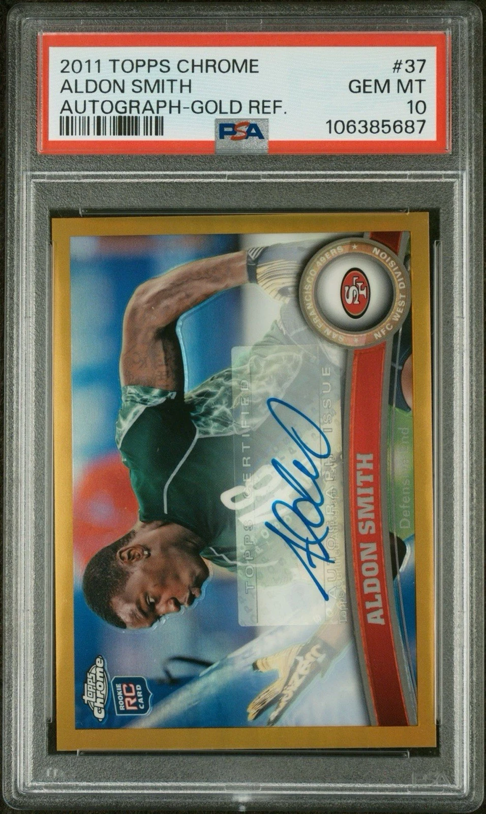 Aldon Smith Topps Chrome #37 Autograph Gold Refractor
