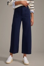 Anthropologie Maeve The Colette Ponte Crop Wide-Leg Pants Navy Blue 29T 29 T NWT