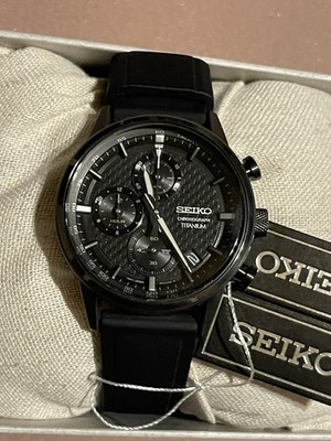 Seiko SSB393P1 Chronograph Quartz Watch Black Dial Tachymeter Date 