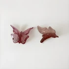 Two Signed Fenton Dusty Rose Art Glass Butterfly Paperweights