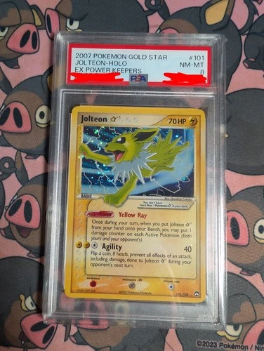 Pokemon 2007 Gold Star Jolteon-Holo EX Power Keepers PSA 8