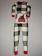 Lazy One Flapjack Bodysuit Kids Size 6 Tailgate Truck Buffalo Plaid Pajamas