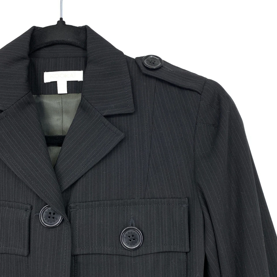 Conjunto Traje Pantalón Kookai Mujer Talla 36 US S Negro Rayas Pierna Ancha Pantalones + Chaqueta Foto 4 de 4