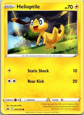 Helioptile 049/159 Common Crown Zenith Pokemon Near Mint