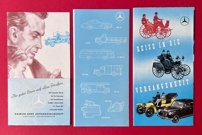 3 x Auto Reklame Prospekt um 1955 MERCEDES BENZ Modelle Produktpalette  ( F24950