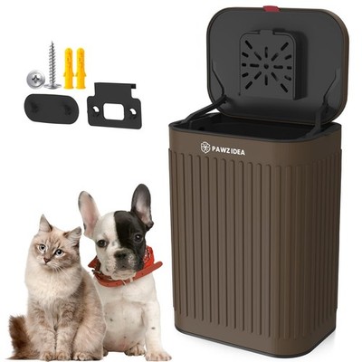 PAWZIDEA Wall Mount Dog Poop Trash Can Outside 2.1 Gallon Small Dog Waste Bin