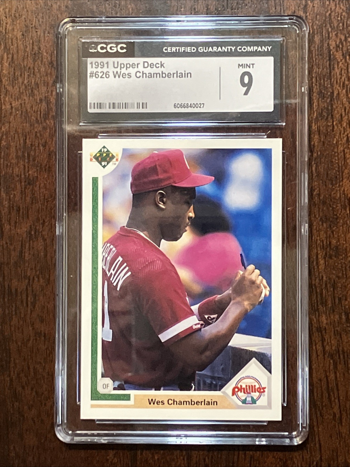 1991 Upper Deck - Wes Chamberlain #626 (RC) Mint 9