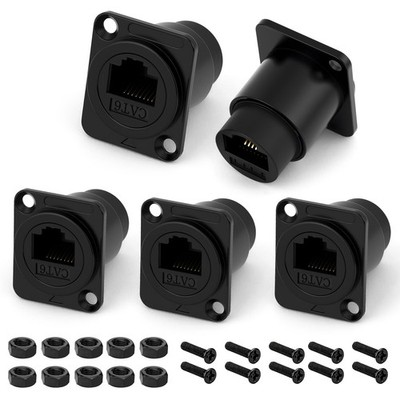 OFFCUP 5er Pack D-Typ RJ45 CAT6 Panel Mount Socket Adapter, RJ45 Kupplung Buchse...