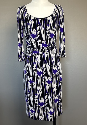 David Meister Womens Abstract Print Faux Wrap Dress Purple & Black Size 6