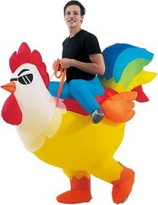 Inflatable Adult Chicken Costume Ride-On Rooster Funny Blow-Up for Parties