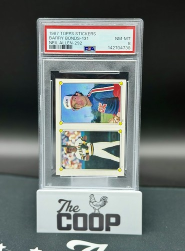 Barry Bonds & Neil Allen 1987 Topps Sticker Rookie Card PSA 8