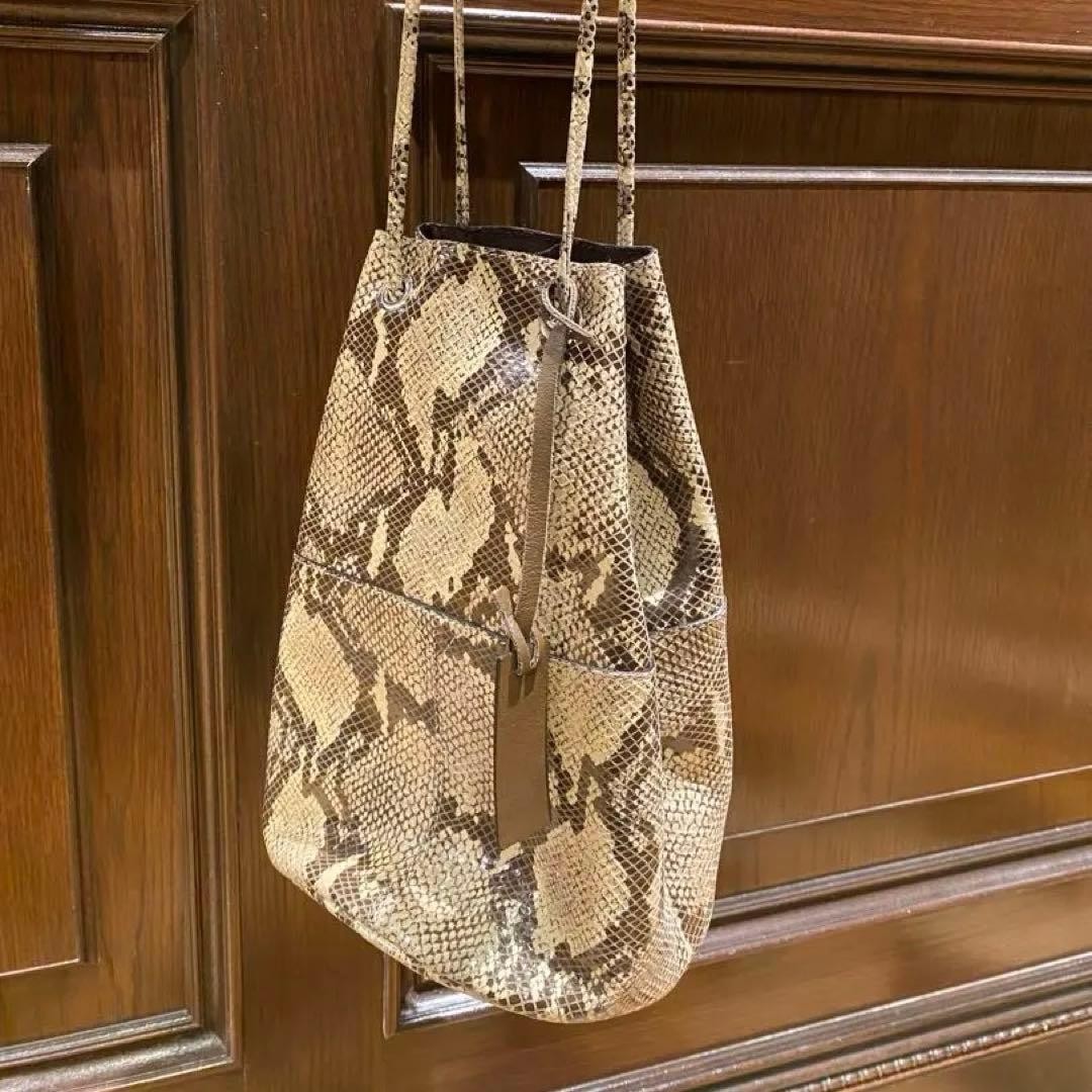 Marco Masi Python Pattern Drawstring Bag, Bucket … - image 1