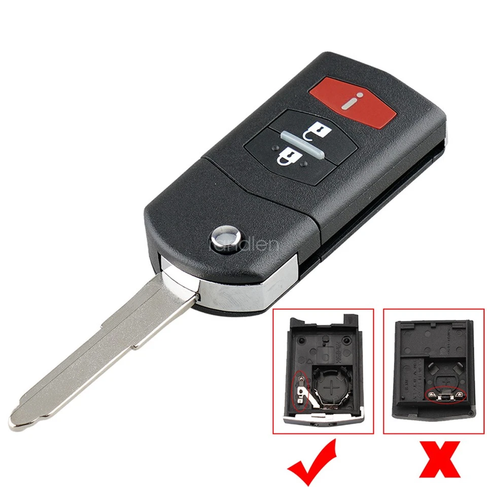 2 para 2006 2007 2008 2009 2010 2011 2012 Mazda 5 controle remoto flip chaveiro estojo capa - Imagem 2 de 4