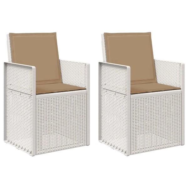 Garten-EsszimmerstüHle 2Er-Set Polypropylen In Weiß Und Taupe-image
