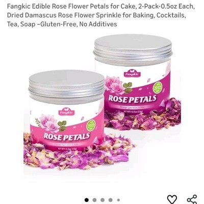 Fangkic Edible Rose Petals 2-Pack 0.5oz Gluten Free No Additives