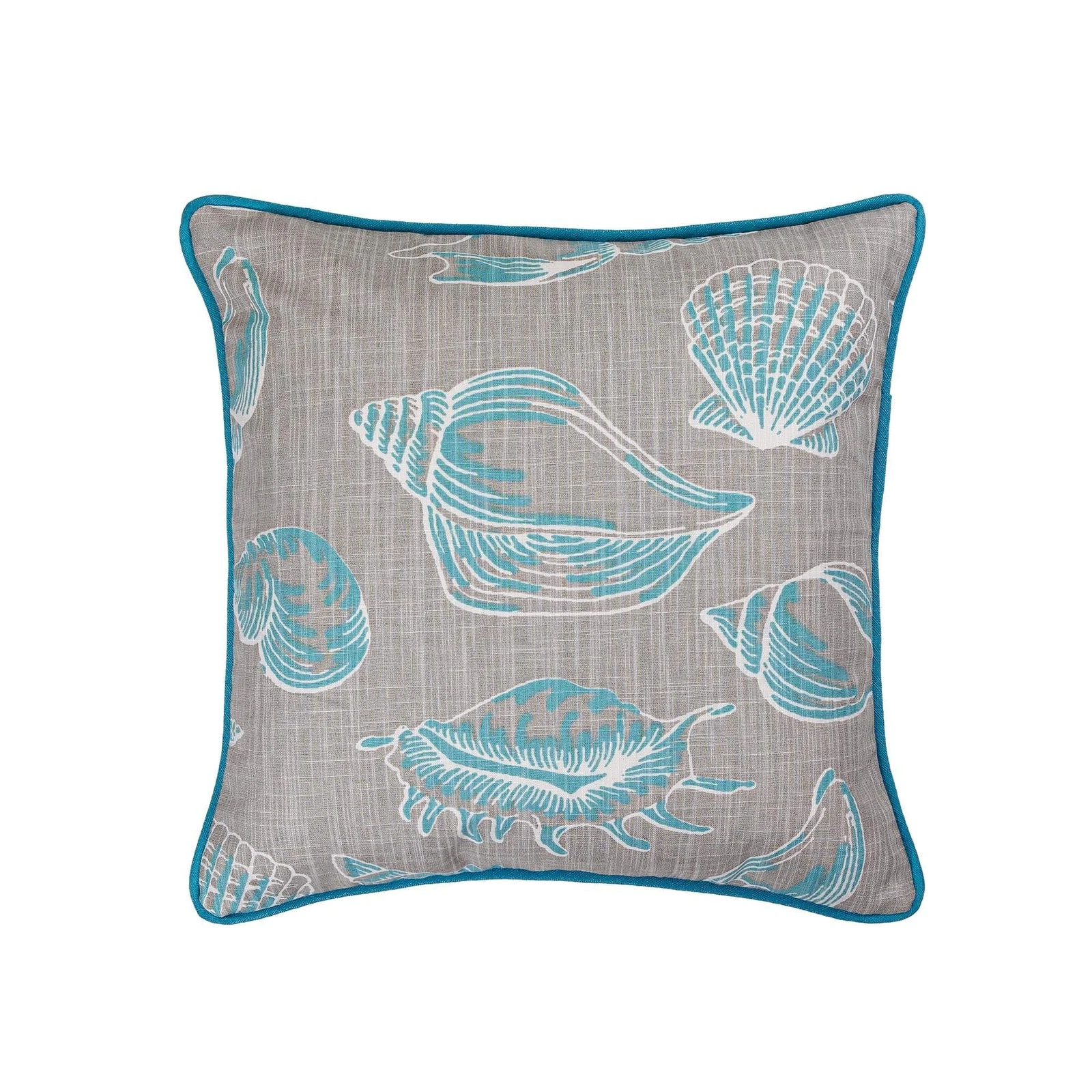 Turquoise and Grey Sea Shells 17" Square Pillow Cover Only