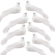 Artificial Birds, 12 Pcs Artificial White Doves Simulation Foam White Feathered