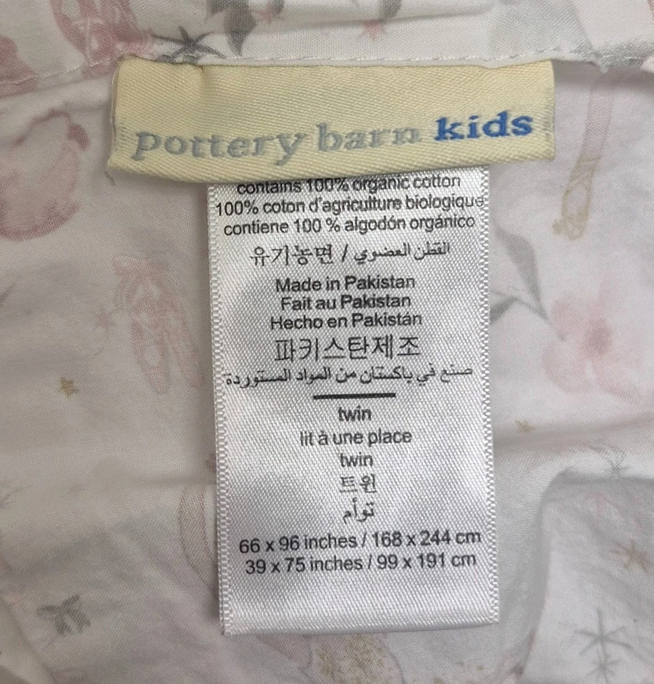 Pottery Barn Kinder kleine Mädchen Ballerina Bio Baumwolle Twin Sheet 4-teiliges Set - Bild 4 von 4