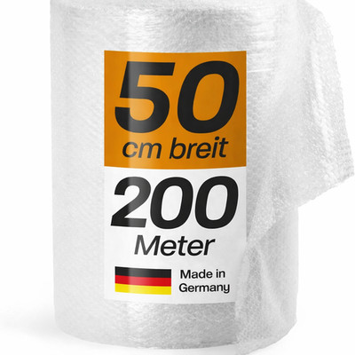Luftpolsterfolie 100 m × 50 cm   Robuste Verpackungsfolie - Made in Germany -