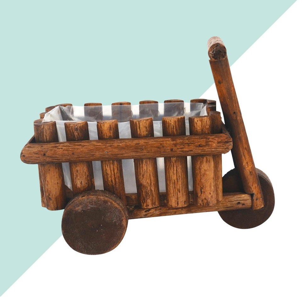 Brown Wooden Flower Pot Cart Stylish Multi Functional Plant Container ...