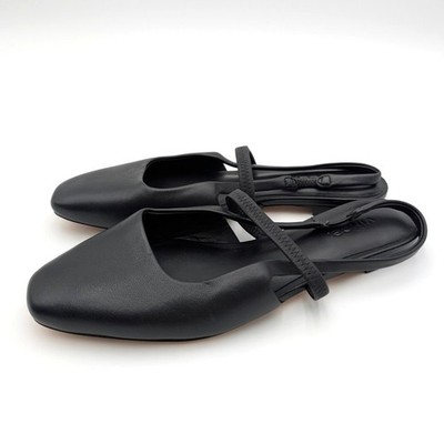 Vince Bernice Slingback Flat Elastic Straps Women's Black Size US6.5M EU36.5