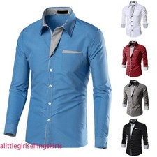 Men's Casual Shirt Button Down Slim Fit Long Sleeve Formal Shirts Dress Tops Tee