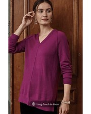 J. Jill Soft Seamed V-neck Sweater Women Size Large Spiced Berry