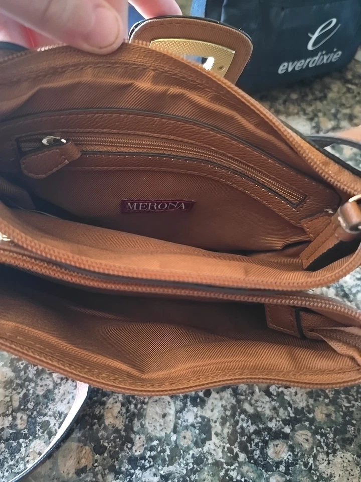 Merona Brown Small Leather Purse Shoulder Bag - Image 3 of 4