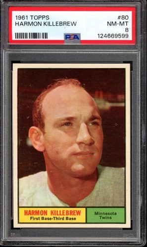 1961 Topps #80 Harmon Killebrew PSA 8 Vintage Twins HOF Baseball Card (9599)