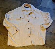 Zara Size Medium (10/12/14) Cream Cotton Cord Shacket Jacket Spring