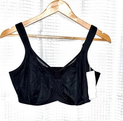 HSIA 34H Black Full Coverage Underwire Bra Unlined Support NWT