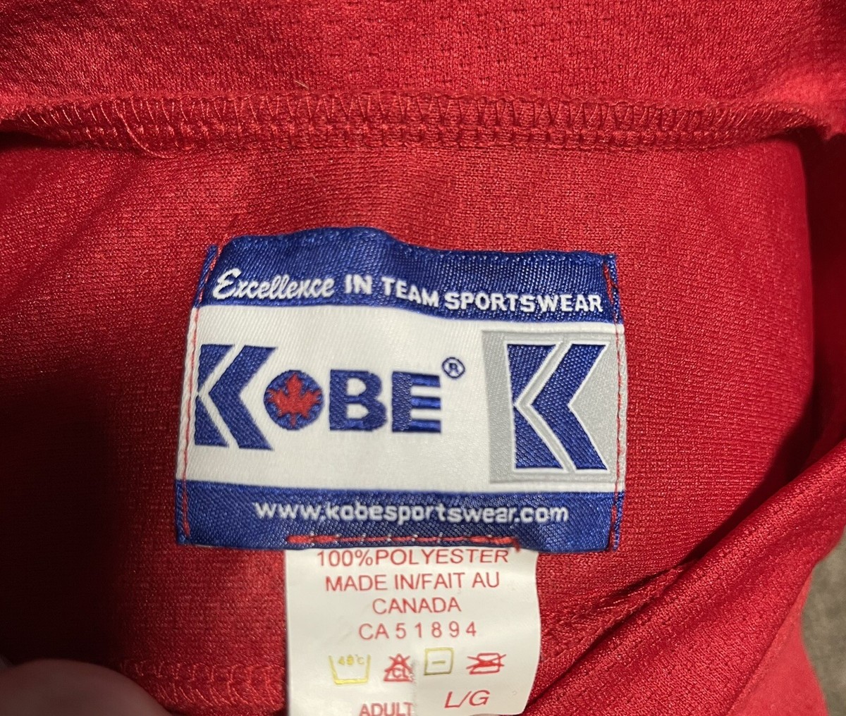 K② NWOT Vintage Kobe Hockey Jersey Red White Stripe Made in Canada