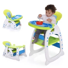 3 In 1 Kids Highchair Toddler Feeding Booster Seat w/Cushion,Tray,5-Point Belt