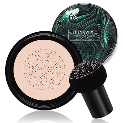 HUDA GIRL BEAUTY 2in1 Korean Foundation & CC Cream with Mushroom Head Brush Spon