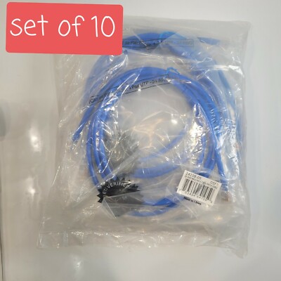 Set of 10 Network Patch Cables 5 FT CAT5E Male Male Blue CAT5E PATCH CABLE 05 FT