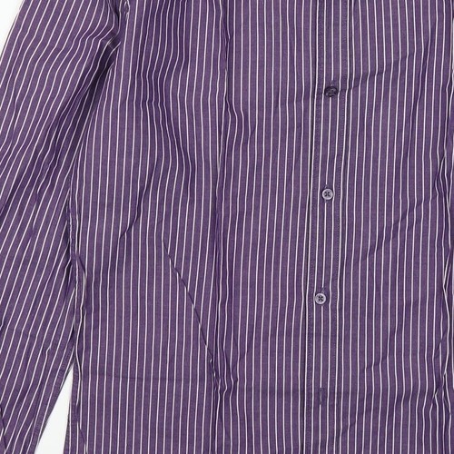 WE Mens Purple Striped Cotton blend Size M Collared - Picture 11 of 12