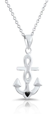 925 Massiv Sterlingsilber Mariner Unendlichkeit Anker Charm Anhänger Halskette 16''-18''