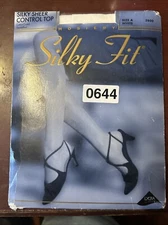 Silky Fit Control Top Hosiery Size A White Sandalfoot Silky Sheer Pantyhose