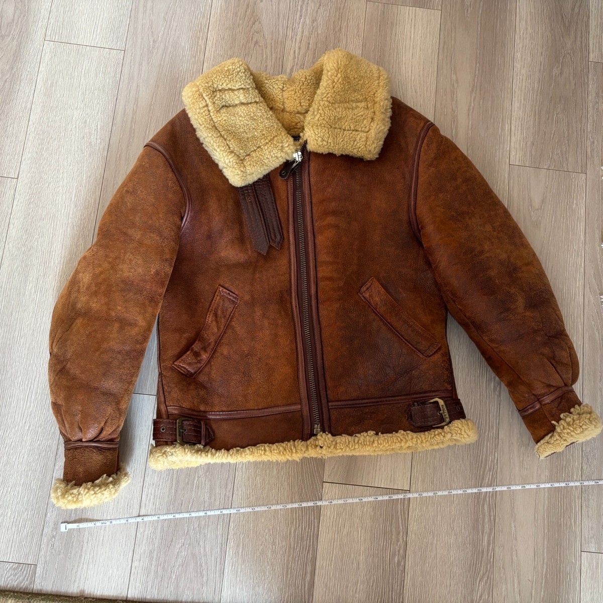 AVIREX B3 Real Mouton Bomber Leather Flight Jacket Yankee
