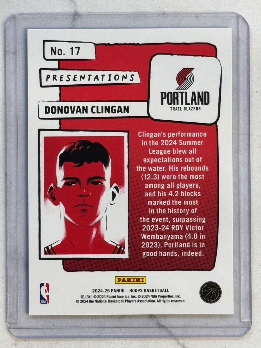 2024-25 Panini NBA Hoops Presentations Donovan Clingan SSP CASE